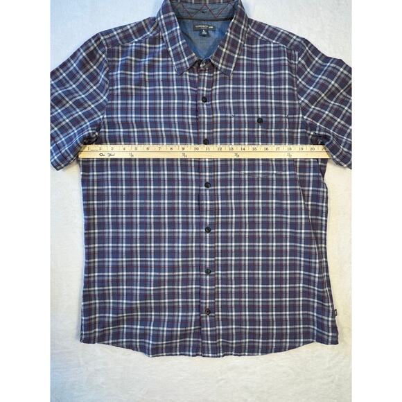 Toad & Co Men's Blue Plaid Shirt Short Sleeve Button Up Size L - Picture 6 of 6